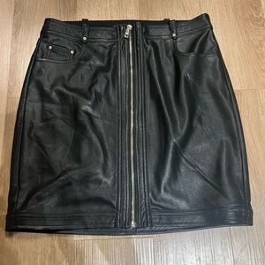 Guess Black Faux Leather Front-Zip Mini Skirt